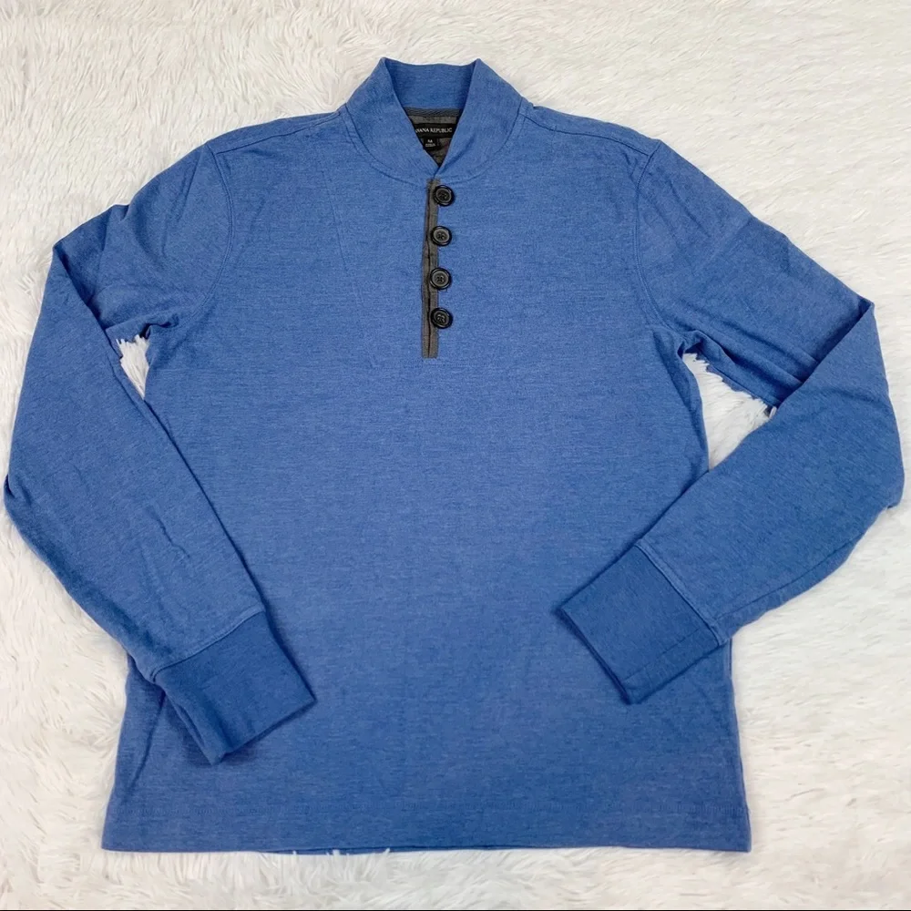 Banana Republic Men's Henley T-shirt long sleeve blue‎